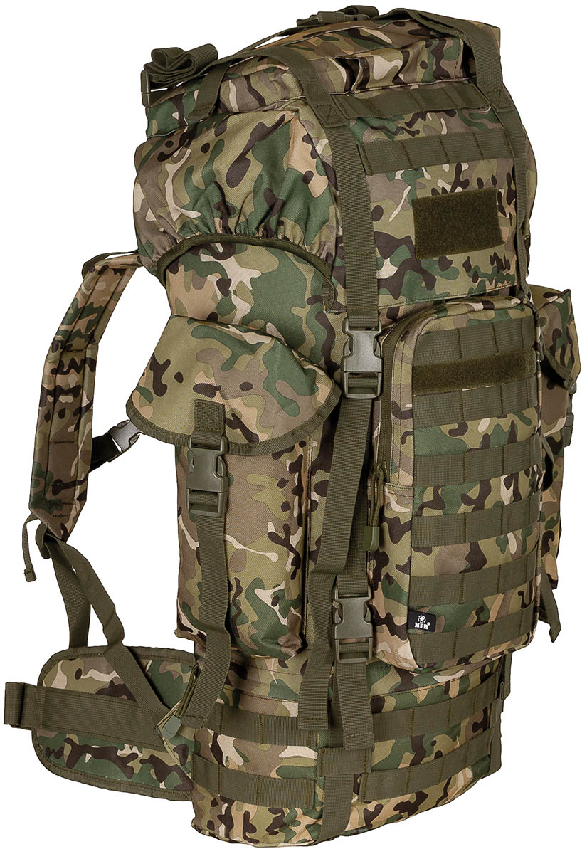 BW Kampfrucksack, "MOLLE", 65 l, Alu-Ausst., op.-camo