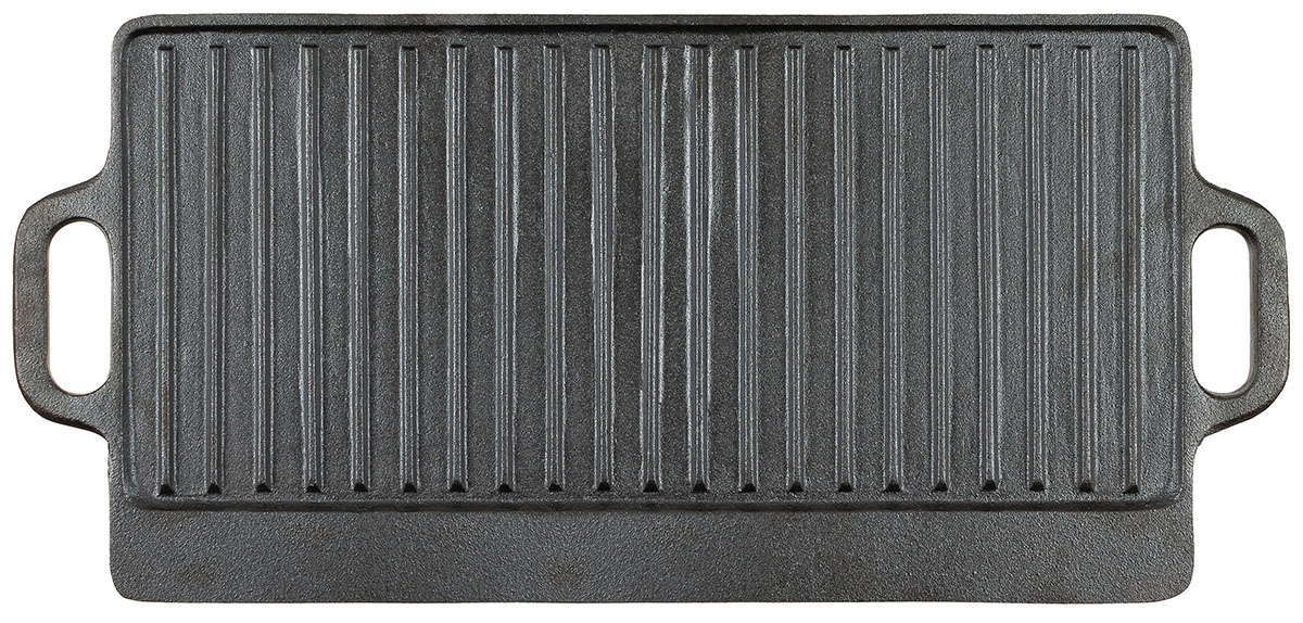 Grillplatte, Gusseisen,  2 Griffe, ca. 50 x 23 x 1,5 cm