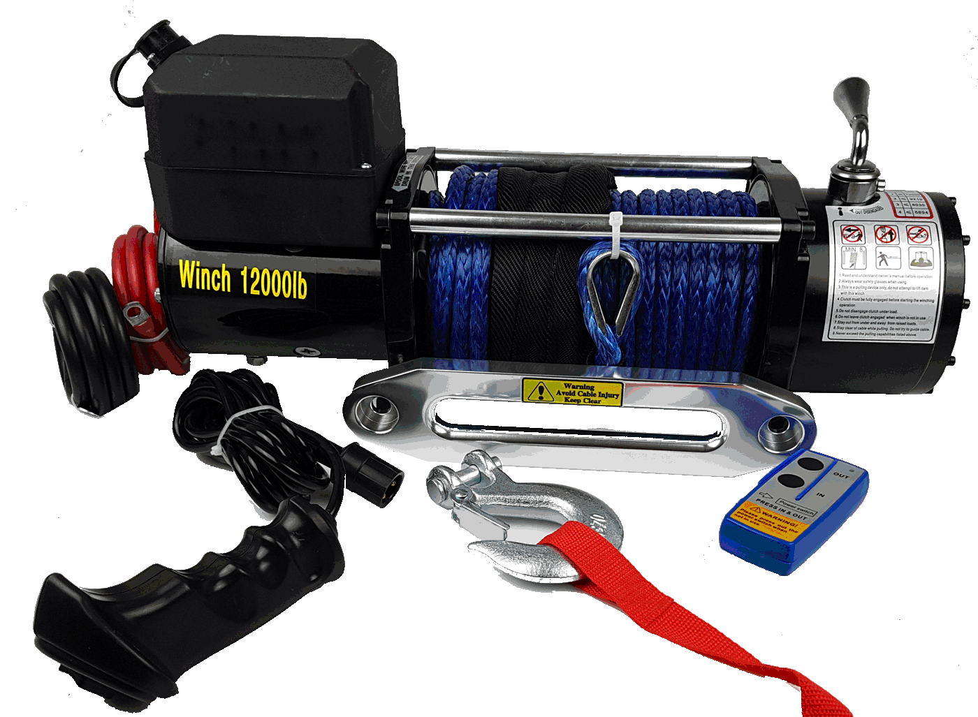 Profi-Seilwinde 12 V, 10800 kg, 26 m Synthetikseil