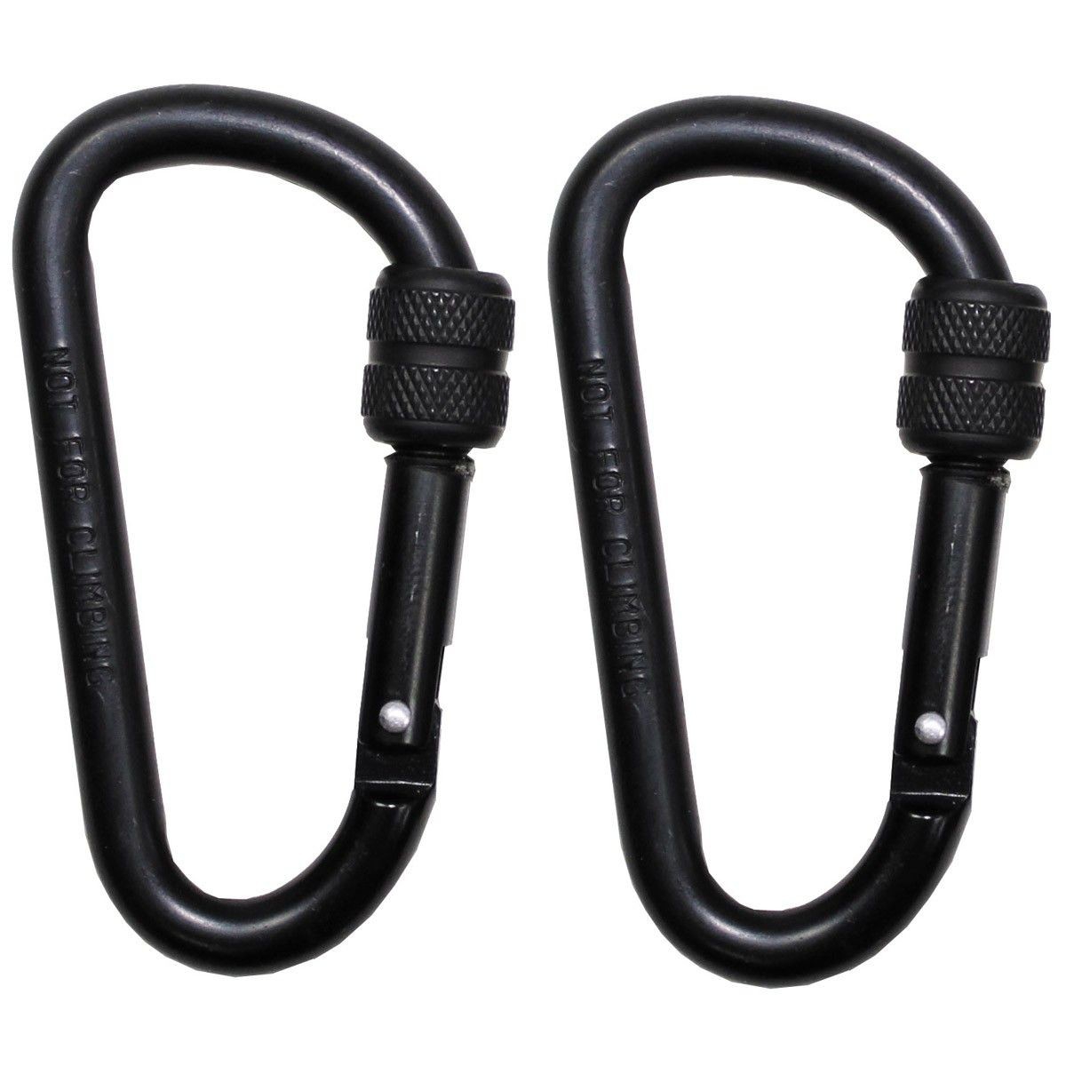 Karabiner, Schraubverschluss,D 8mmx8cm, 2-er Pack, Schwarz