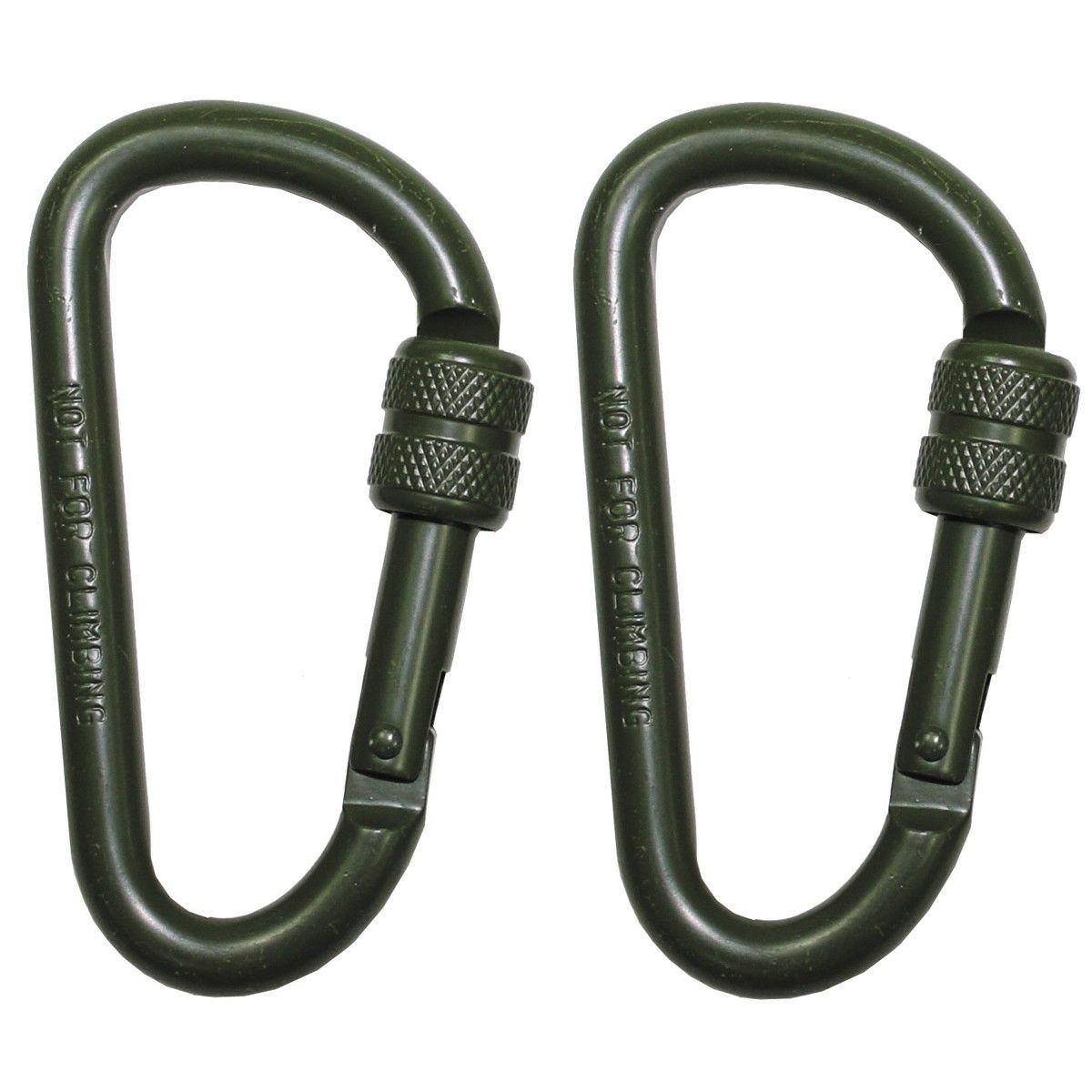 Karabiner, Schraubverschluss,D 8mmx8cm, 2-er Pack, Oliv