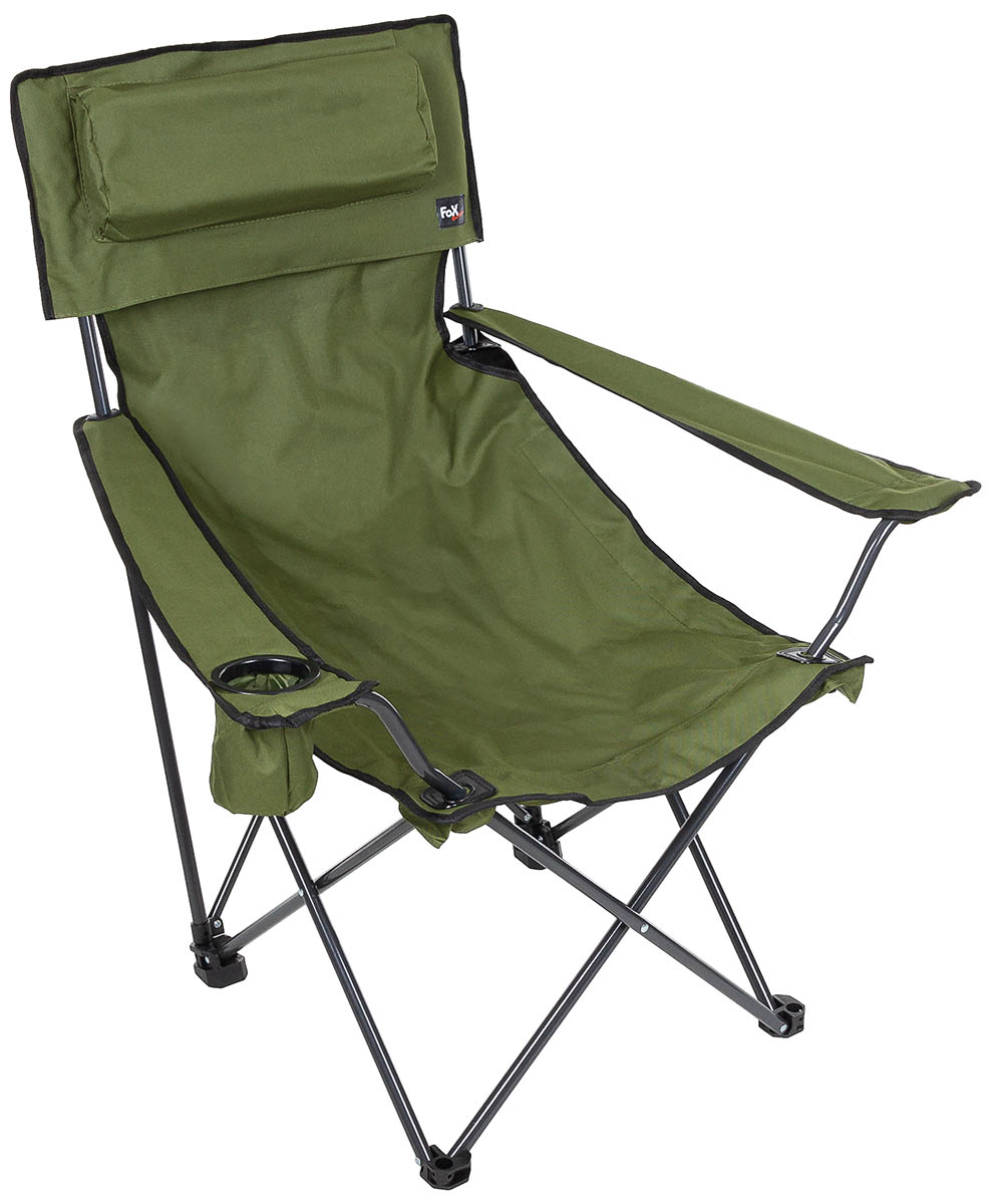 Klappstuhl, "Deluxe", oliv, Rücken- u. Armlehne
