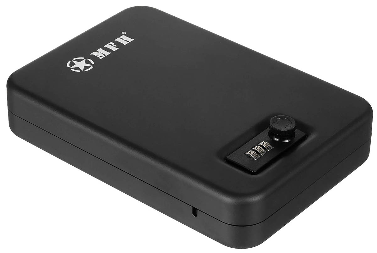 Sicherheitskassette, schwarz, Metall, mit Zahlenschloss