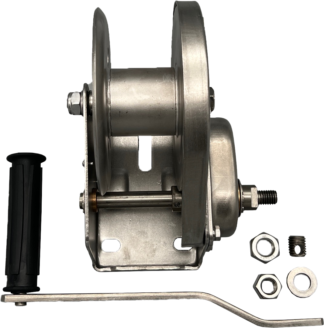 Handwinde mit (Lastdruck-)Bremse, aus Edelstahl, Lasten bis 600kg können mit dieser Handwinde leicht gehoben oder gezogen werden, überall leicht zu mo