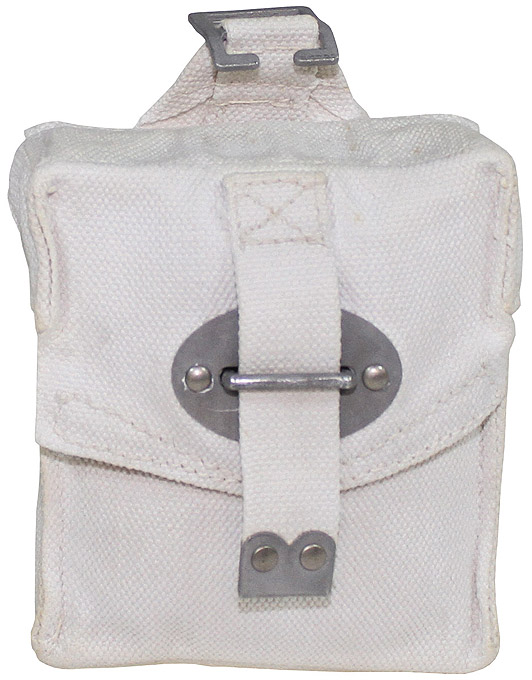 Ital. Koppeltasche, weiß, Canvas, gebr.