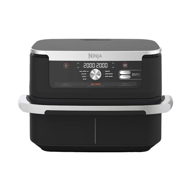 Ninja Foodi FlexDrawer Dual Zone Heißluftfritteuse, Air Fryer mit 10,4l-Fach und herausnehmbarem Trenner, Antihaftbeschichtung, spülmaschinenfester Korb, 7-in-1, AF500EU.Farbe:Schwarz