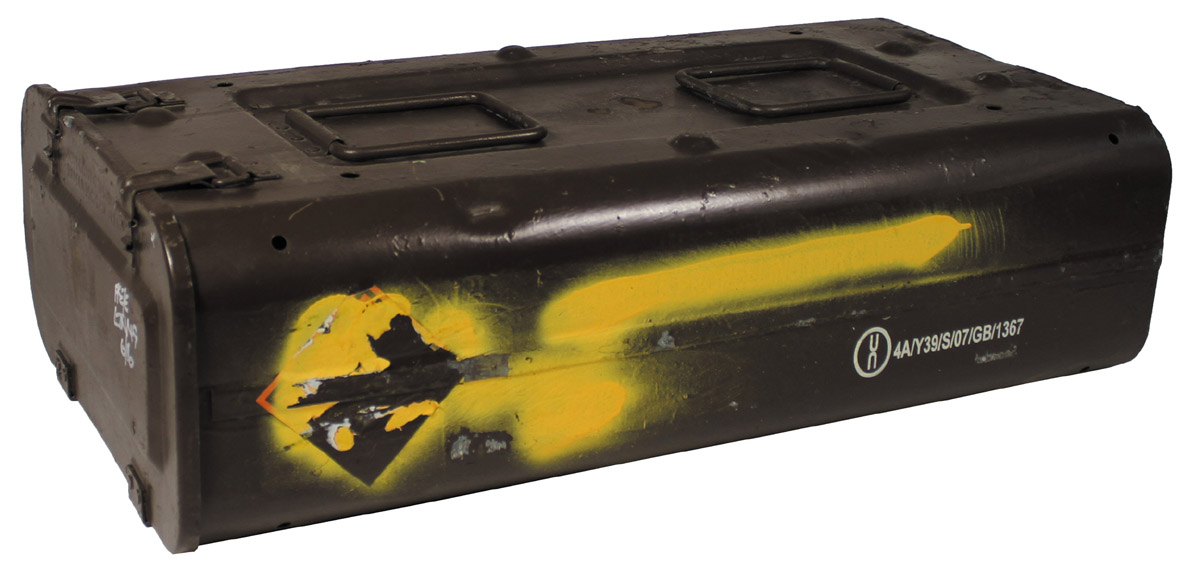 Brit. Munitionskiste, gebr., braun, Abm.: 78 x 42 x 22 cm