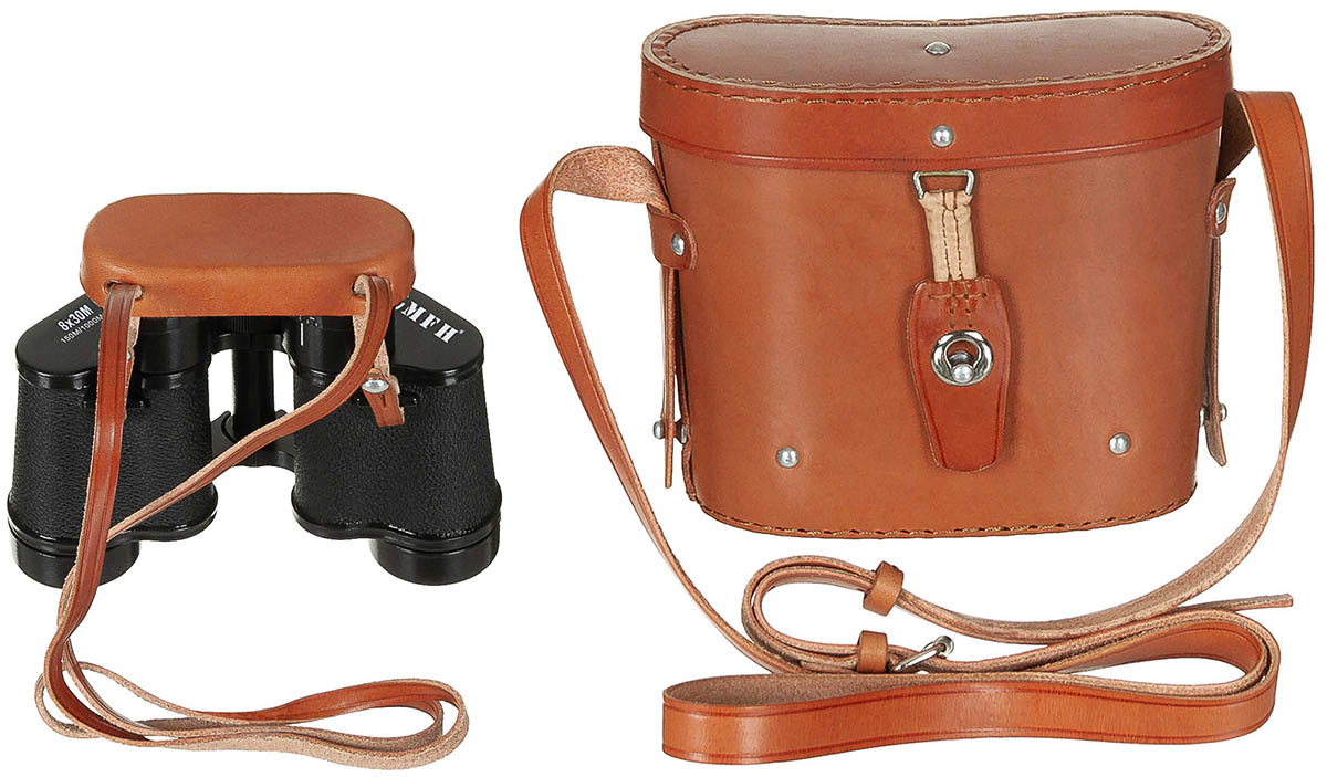 Fernglas, 8 x 30, schwarz, mit Lederbehälter