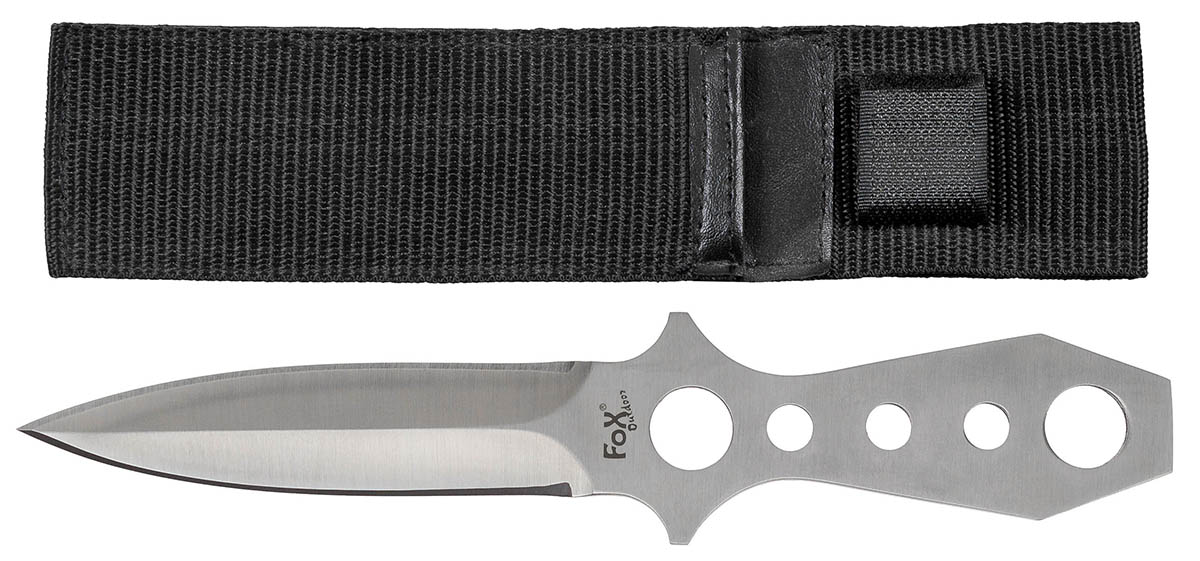 Wurfmesser, 2-schneidig, Edelstahl, Scheide