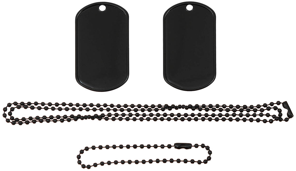US Erkennungsmarken,  mit Ketten, schwarz