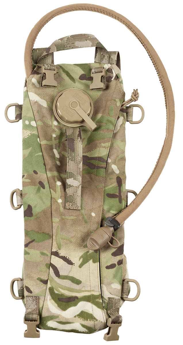 Brit. Trinkrucksack, MTP tarn, mit TPU-Beutel, gebr.