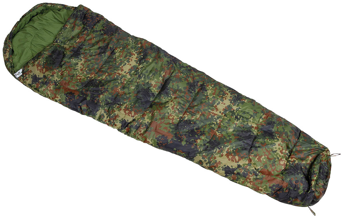 Mumienschlafsack, flecktarn, 2-lagige Füllung