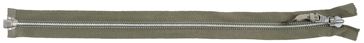 Reißverschluss, einweg, oliv, teilbar, Plastik, 45 cm