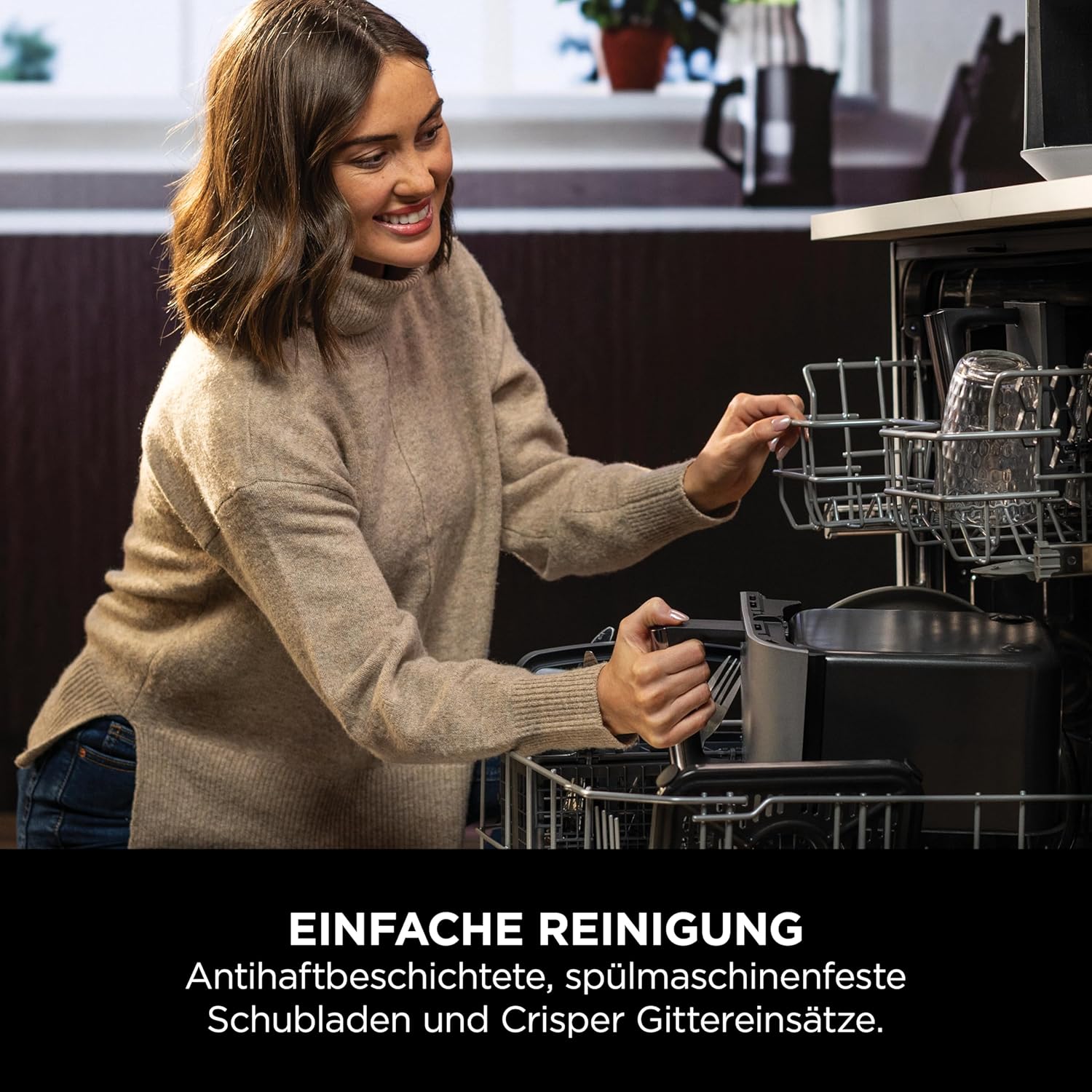 Ninja Dual Zone Digital Air Fryer, 2 Schubladen, 6-in-1, Heißluftfritteuse, 9,5L, Heißluft-Frittieren, Max Crisp, Rösten, Backen, Aufwärmen, Spülmaschinenfeste Körbe, Metallic Grau DZ400EU