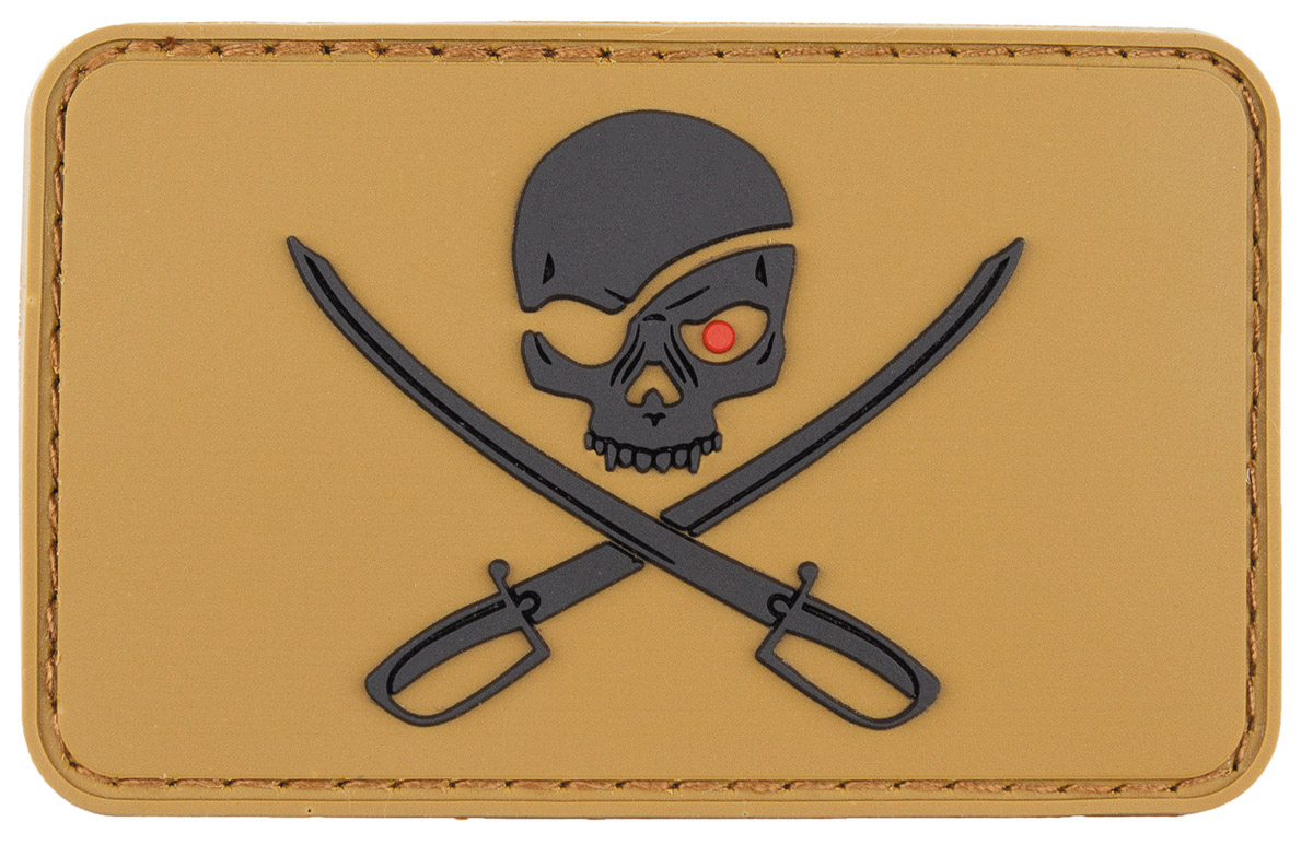 Klettabzeichen, 3D, Skull with Swords,coyote tan