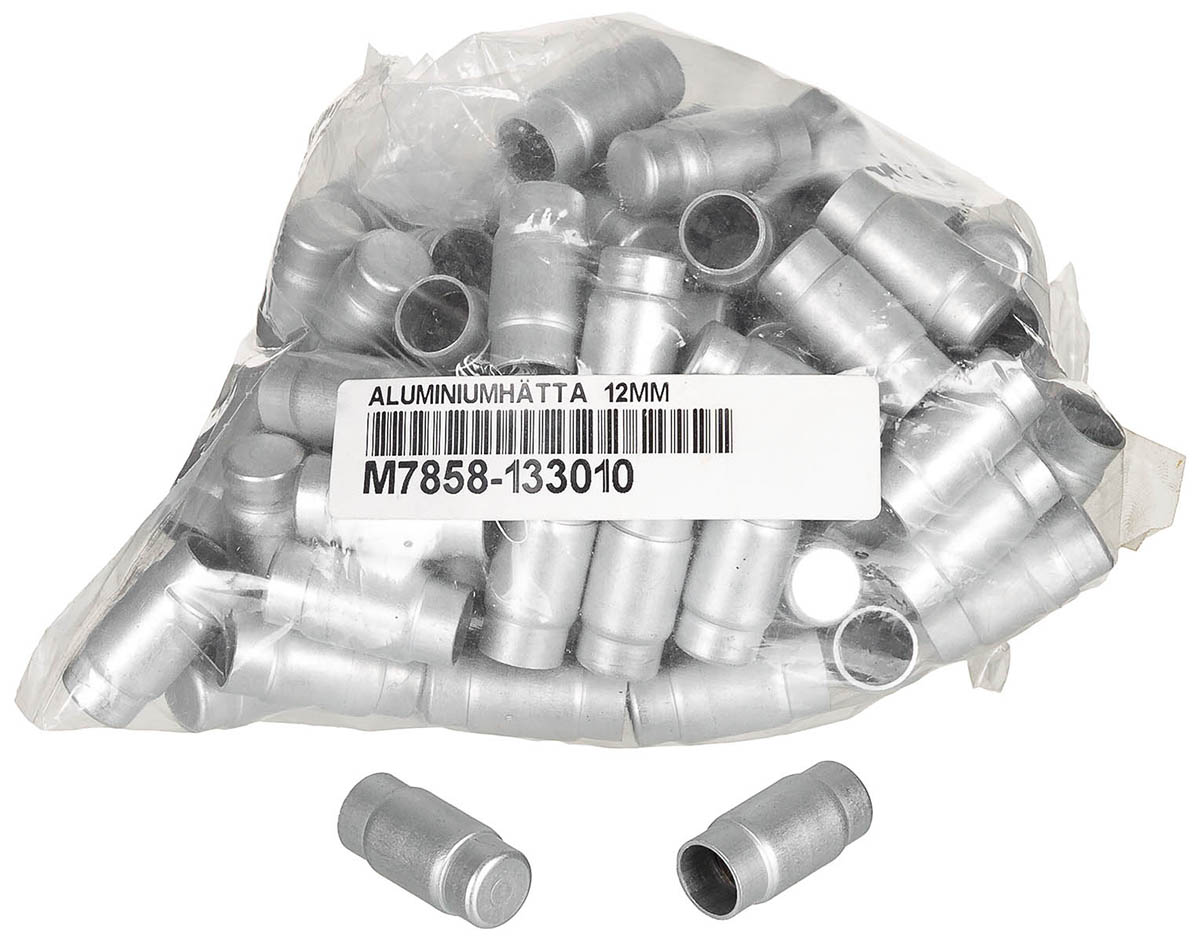 Schwed. Aluminiumkappe, 12 mm, 100er Pack, neuw.