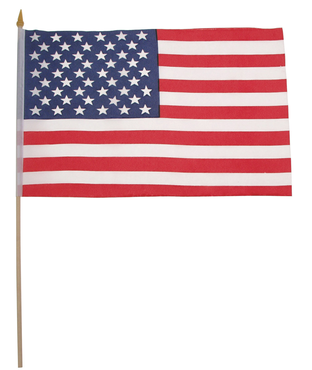 Fahne, USA, Polyester, Holzstiel, 30 x 45 cm