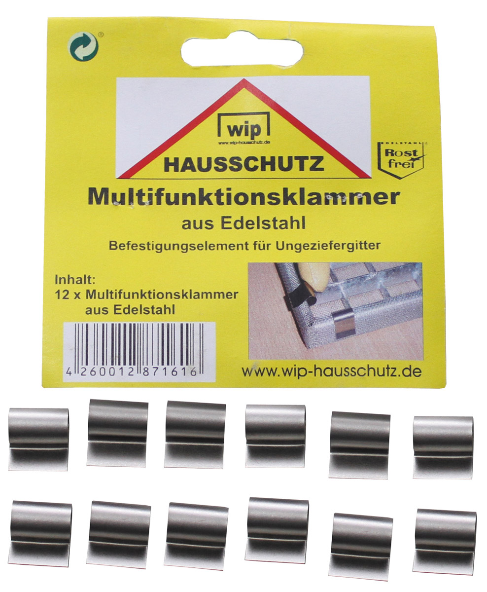 Multifunktionklammer, "Wip", Edelstahl, 12-er Pack