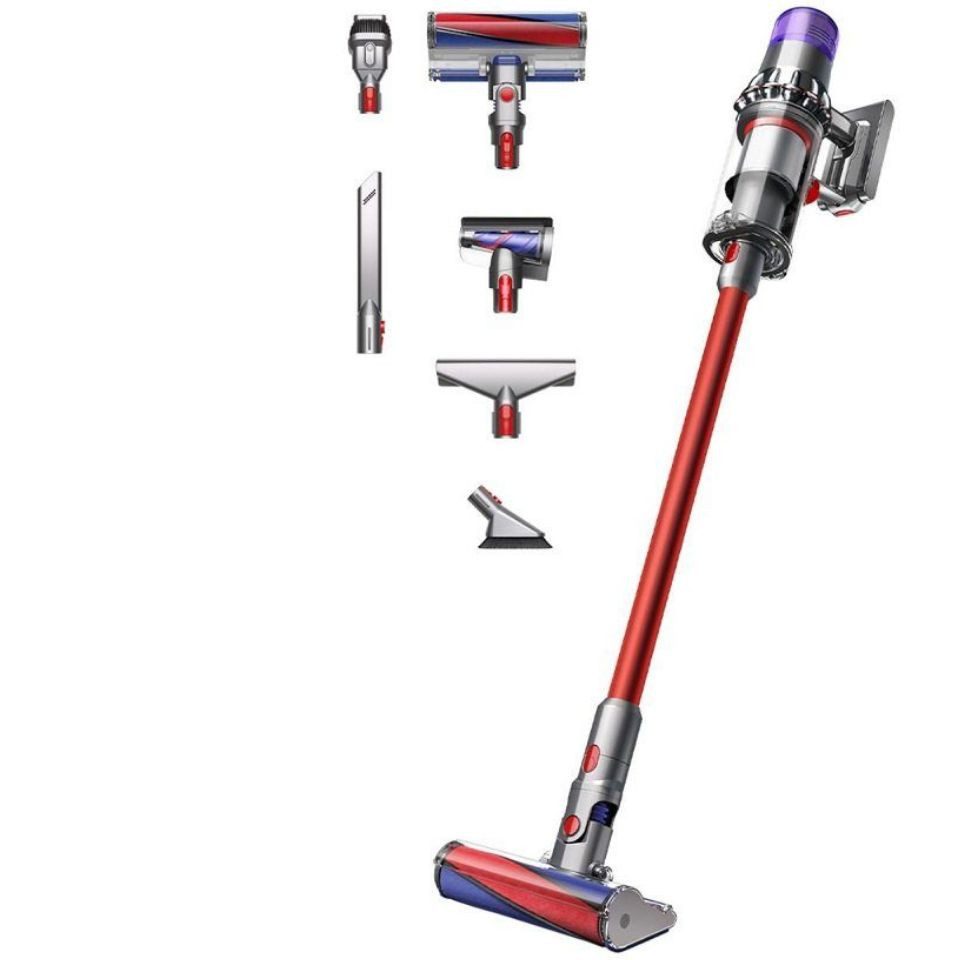 Dyson V11 Fluffy (Nickel/Rot) Akku Staubsauger grau/ rot, Kabelloser Handstaubsauger, Stielstaubsauger mit 24000 Pa Saugkraft, 185 Airwatt Saugleistung