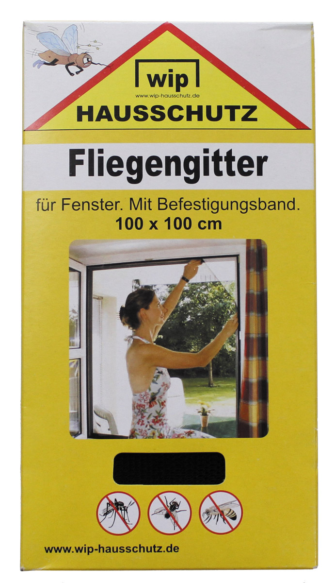Fliegengitter, "Wip", schwarz, Befestigungsband, 100 x 100 cm