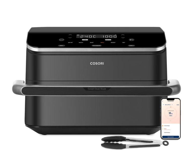 COSORI Heißluftfritteuse 2 Kammern Dual Blaze TwinFry 10L Airfryer mit 4 Heizrohren & flexiblen Kammern gleichmäßige Hitzeverteilung bis 240°C Schwarz