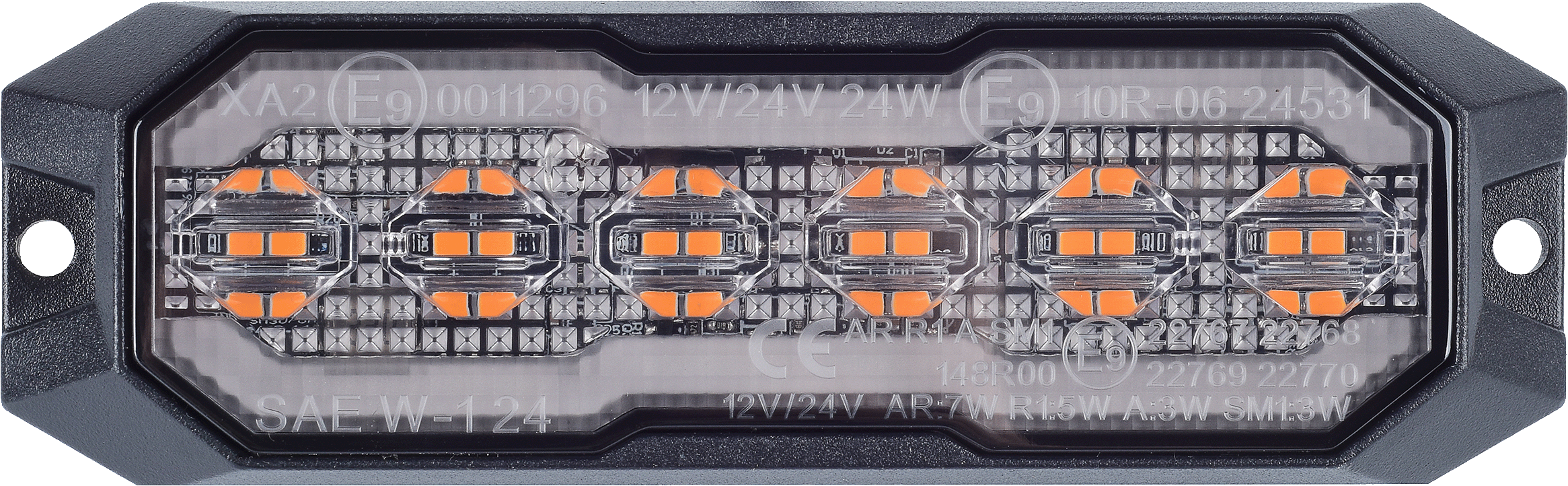 LED Heckblitzer orange mit Positionslicht rot