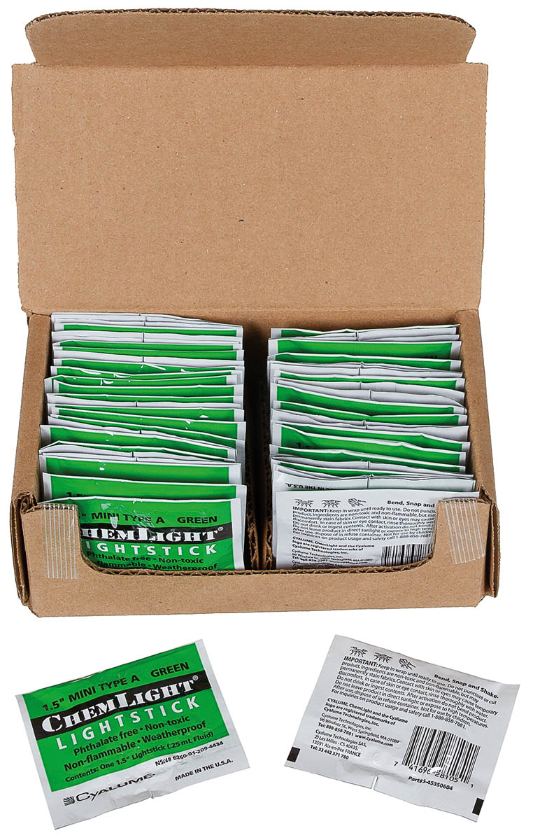 US Knicklicht, "Cyalume", 50 St./Pack, grün, überlagert