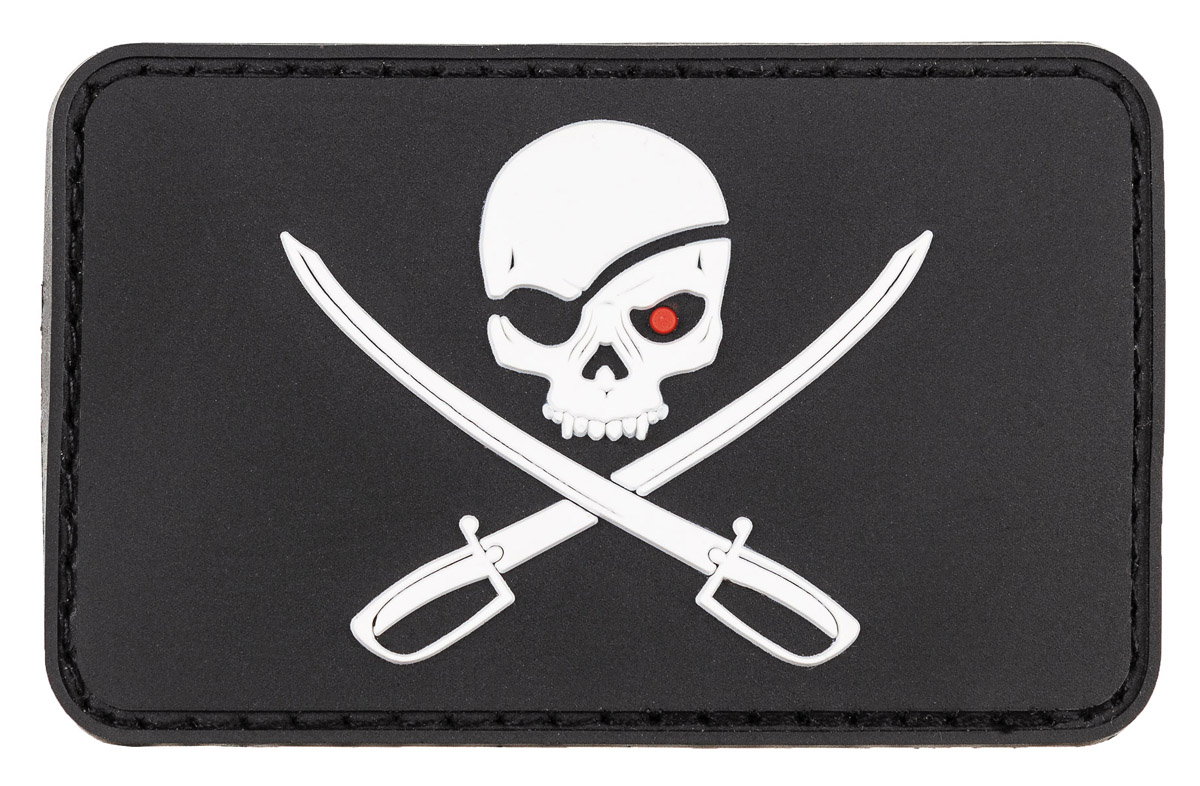 Klettabzeichen, 3D, Skull with Swords, schwarz