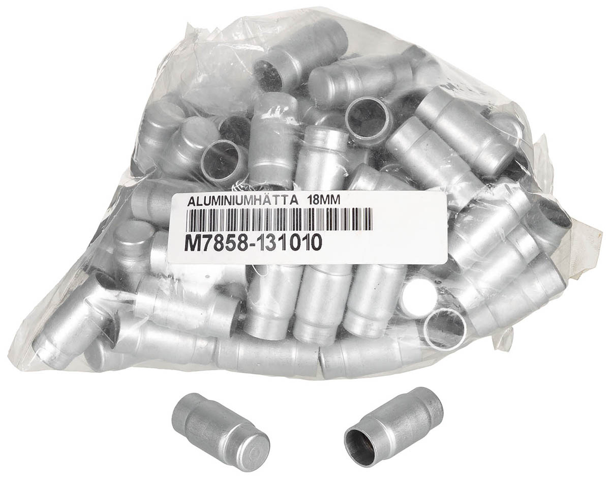 Schwed. Aluminiumkappe, 18 mm, 100er Pack, neuw.