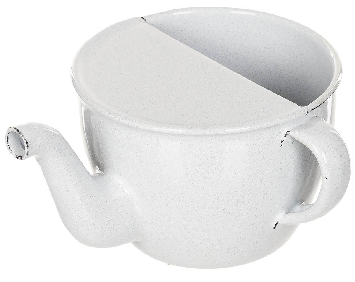 CZ/SK Schnabeltasse, Emaille, weiß, ca. 375 ml, neuw.