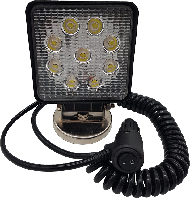 LED Arbeitsscheinwerfer eckig 9x3 W, 2160 Lumen, Magnetfuß