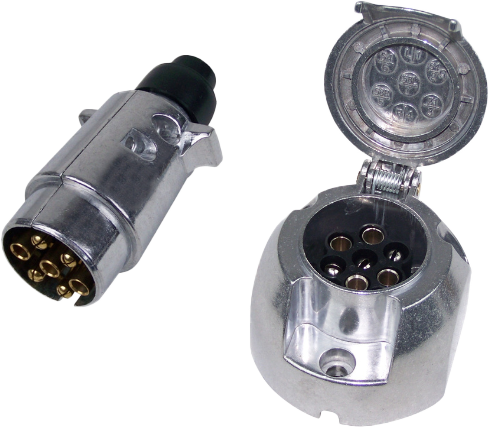 7-poliger Autostecker mit Metallgehäuse & Steckdose 7polig, Metall