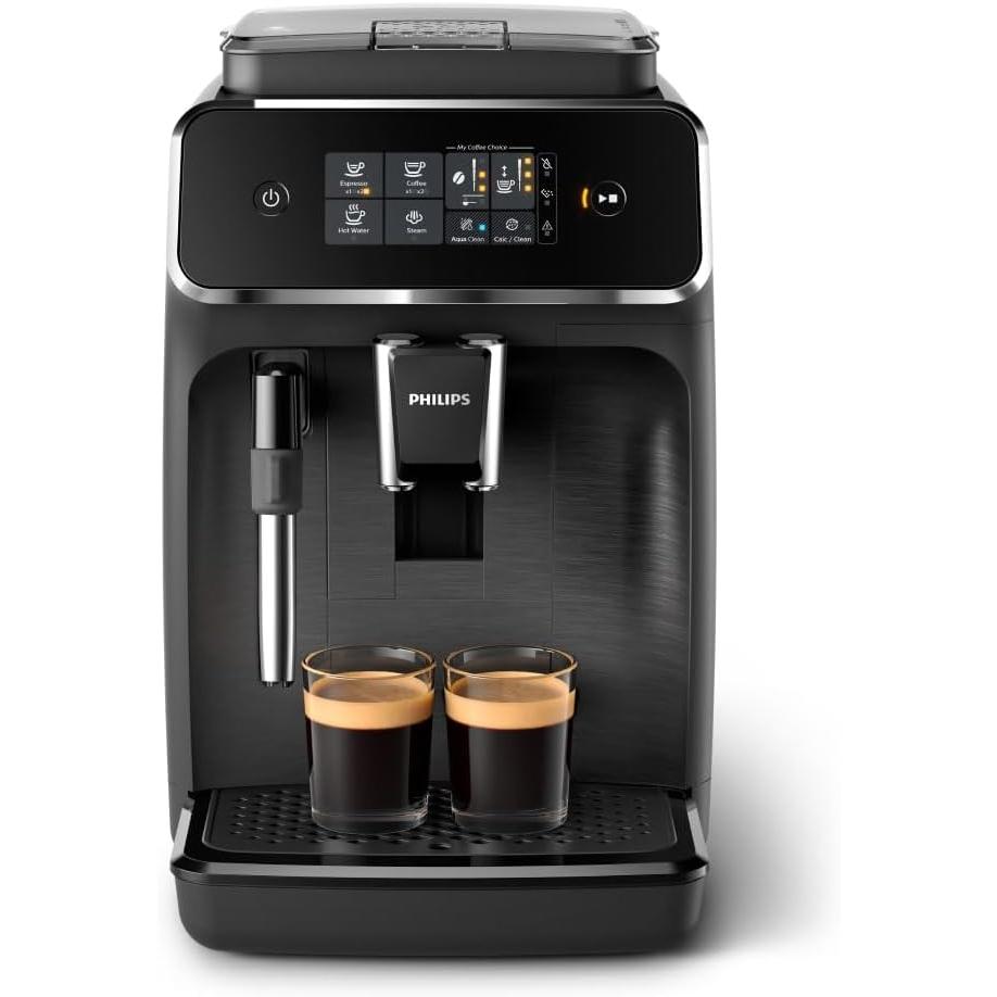 Philips 2200 Series Kaffeevollautomat - 2 Kaffeespezialitäten, Touch-Display, klassischer Milchaufschäumer, Keramikmahlwerk, Mattschwarz (EP2220/10)