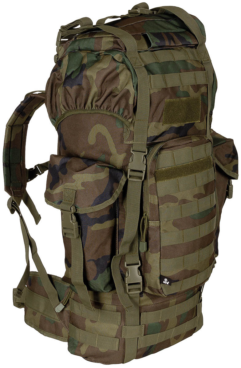BW Kampfrucksack, "MOLLE", 65 l, Alu-Ausst., woodland