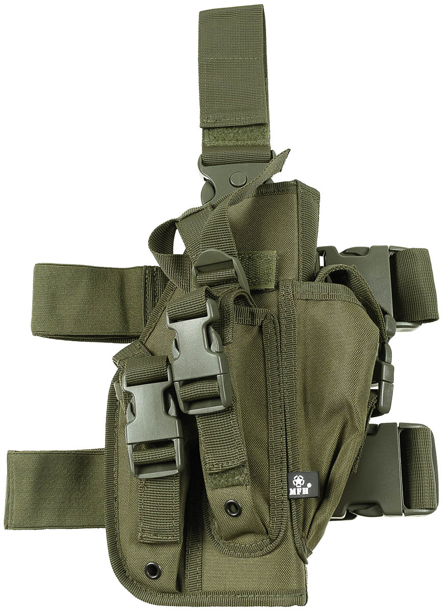 Pistolenbeinholster, oliv, rechts