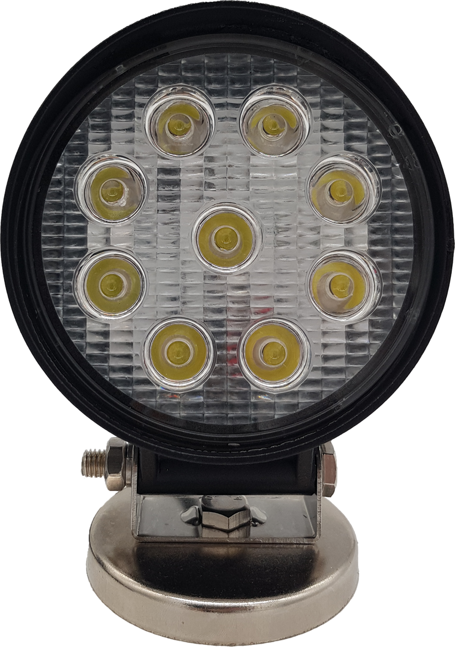 LED Arbeitsscheinwerfer rund 9x3 W, 2160 Lumen, Magnetfuß