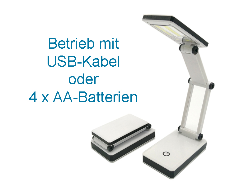 Klappbare COB LED TOUCH Tischlampe mit USB und Akku