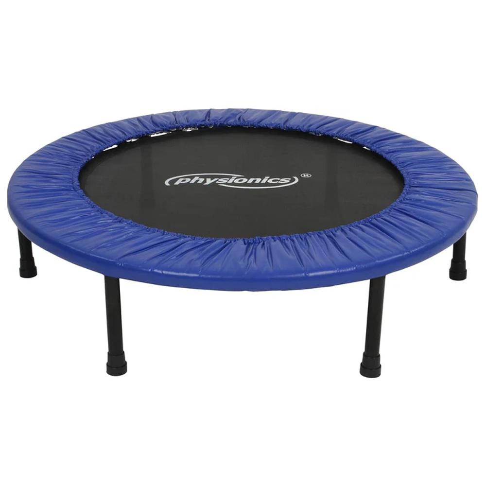 Physionics Fitness Trampolin 114 cm - Rutschfeste Gummifüße, Stabile Stahlkonstruktion, Weiche Rahmenabdeckung, Ideal für kleine Wohnungen, Indoor & Outdoor geeignet