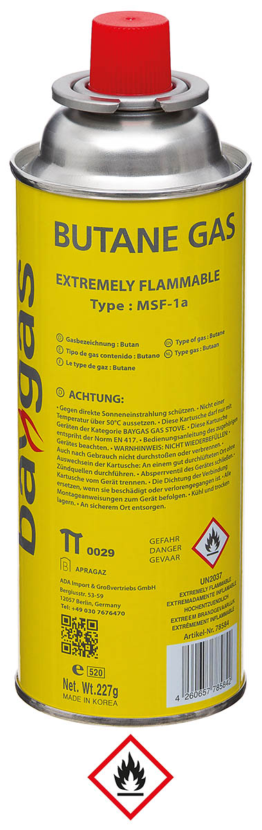 Ventil-Gaskartusche, Butan, 227 g, (400 ml)