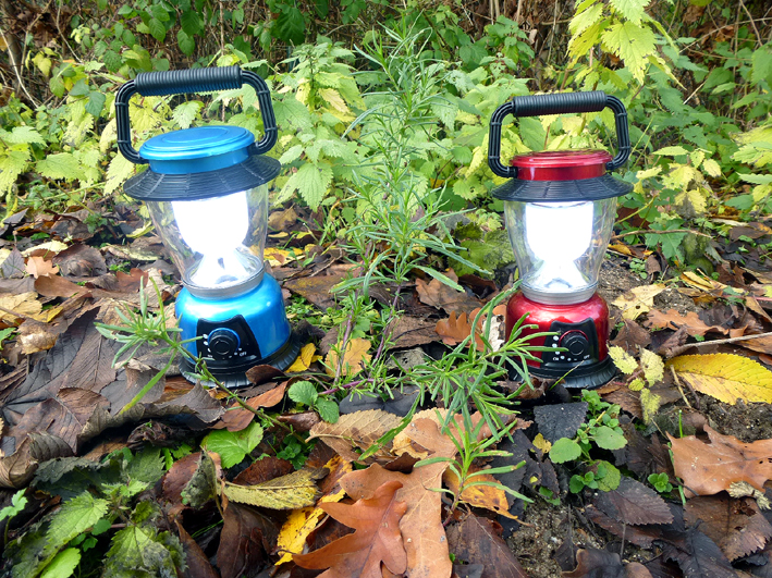 Hängelampe Campinglampe mit Dimmer blau/rot